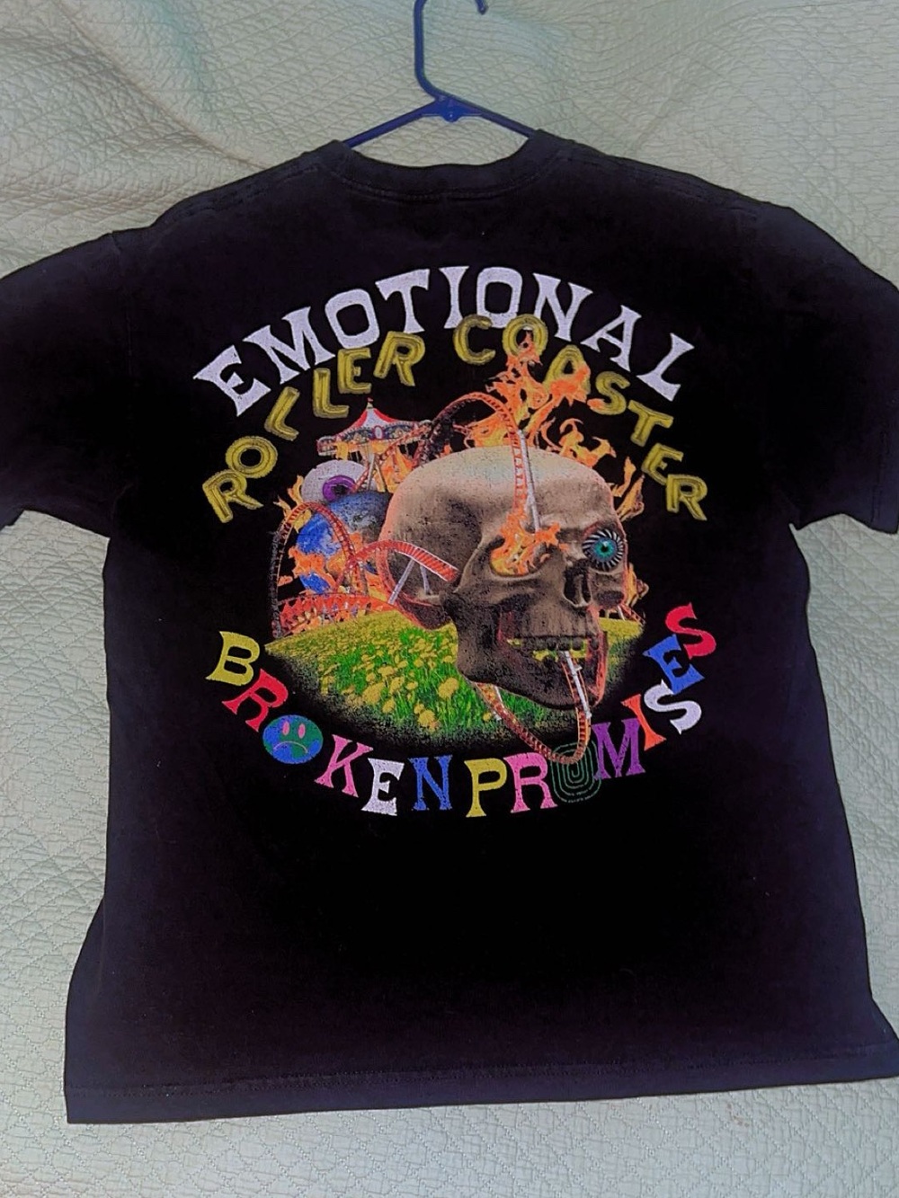 Emotional Roller Coaster Broken Promises Skull Graphic Tee - Black